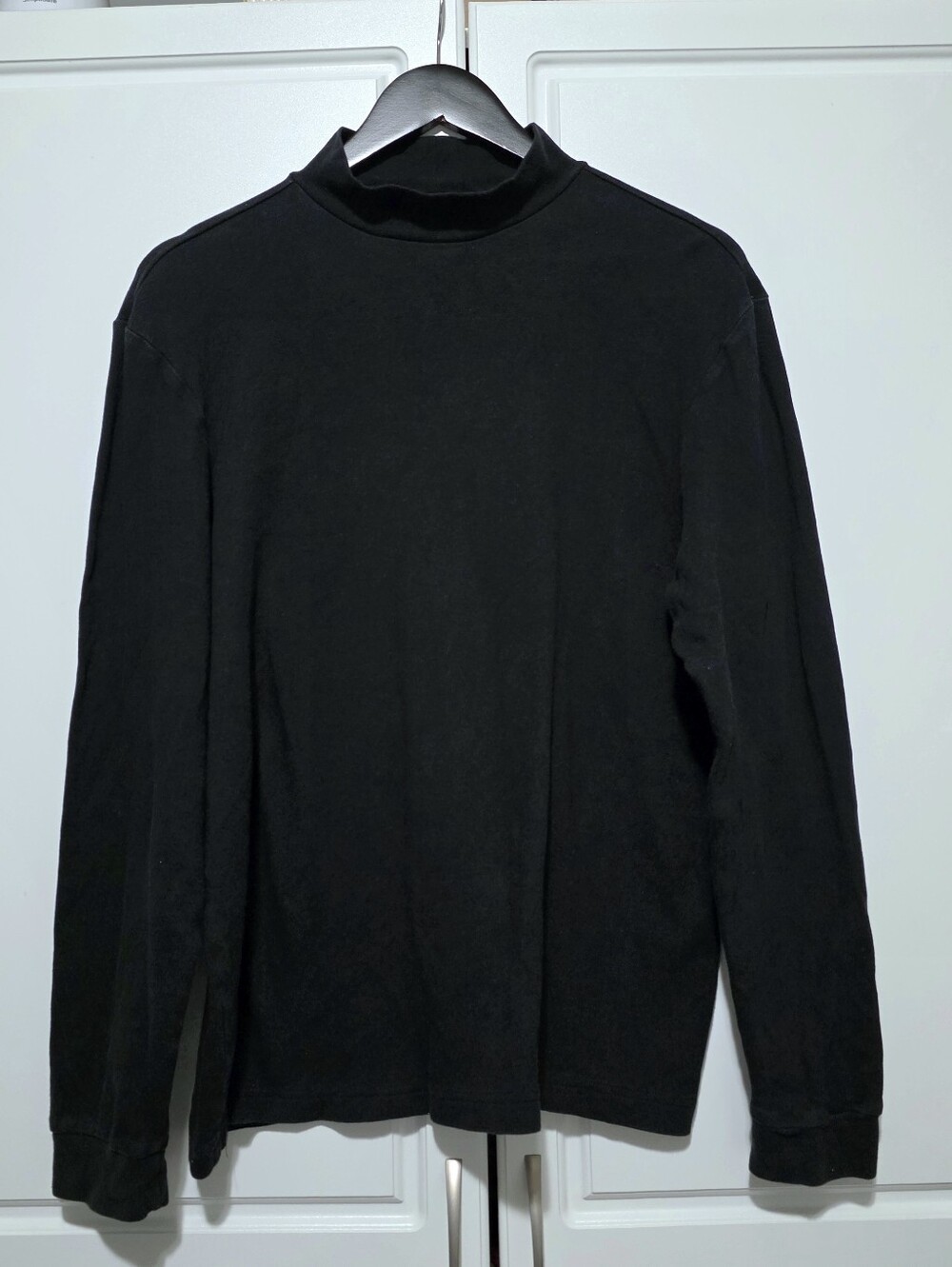 Club Room Men’s Black Mock Neck Long Sleeve Top 100% Cotton Pullover Medium